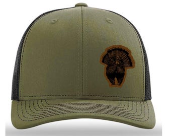 Turkey Hunting Hat, Richardson 112, Leather Patch Trucker Cap, Outdoor Hunting Gear, Gift for Hunters, Capdaddy