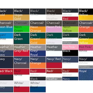 May include: A color chart with a variety of colors, including white, black, red, blue, green, yellow, orange, purple, brown, grey, and pink. The chart is divided into rows and columns, with each color represented by a small square.