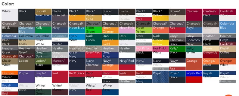 May include: A color chart with a variety of colors, including white, black, red, blue, green, yellow, orange, purple, brown, grey, and pink. The chart is divided into rows and columns, with each color represented by a small square.