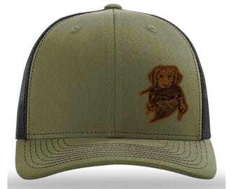Duck Hunting Hat, Richardson 112, Leather Patch Trucker Cap, Outdoor Hunting Gear, Gift for Duck Hunters, Capdaddy
