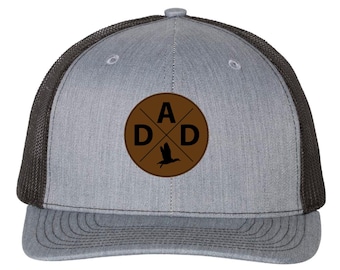 Duck Hunting Dad Hat, Leather Patch Trucker Cap