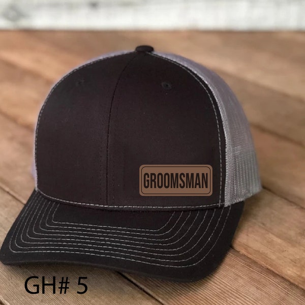 Groomsman Vegan Leather Patch Cap, Richardson 112, Richardson Hat, Groomsman Hat, Groomsman Dad Hat, Richardson Cap, Wedding Party Hats