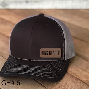 Ring Bearer Vegan Leather Patch Cap, Richardson 112, Richardson Hat, Ring Bearer Hat, Ring Bearer Gifts, Richardson Cap, Wedding Party Hats