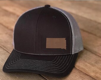 South Dakota Vegan Leather Patch Cap, Richardson 112, Richardson Hat, South Dakota Hat, Richardson Cap, Leather Richardson Hat 112