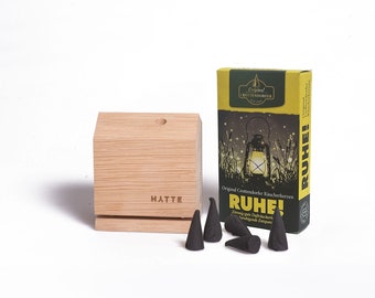 HYTTE / Räucherhaus aus Holz (Eiche), Sommerduft, Insektenschutz, Oberfläche Bienenwachs, inkl. 1 Pack Räucherkerzen, Rauchfigur, Rauchware