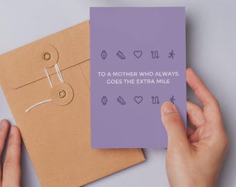 Mother's Day Card for Runners, Extra Mile Mom, Marathon Athlete Greeting