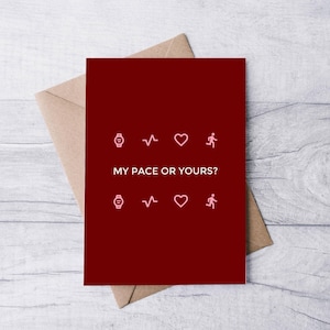 Carte de Saint-Valentin pour coureur, Mon rythme ou le vôtre, carte d'anniversaire pour coureurs, carte de Saint-Valentin, pour mari et femme, cartes de course