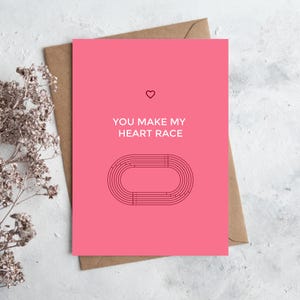 Valentinstagskarte für Läufer, You Make My Heart Race, Jubiläumskarte für Läufer, Valentinstagskarte, für Mann Frau Freund Freundin