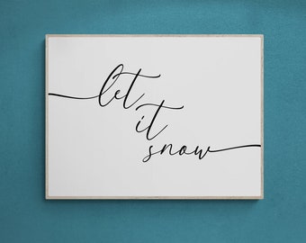 Let It Snow 風景壁スクリプトプリント、メリークリスマスシンプルな印刷可能なギフト、冬のミニマリストキャンバス装飾、ポスターダウンロード