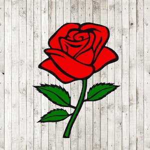 Rose svg gesneden bestand, roos clipart, bloem svg, bloem clipart, rode roos svg, png, dxf
