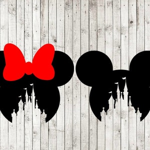 Tête de château Mickey Minnie svg, svg château, fichiers de découpe pour silhouette cricut, png, eps, svg