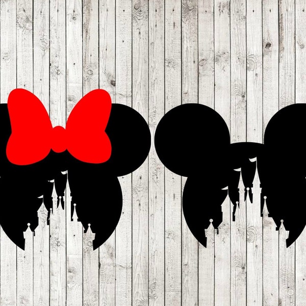 Mickey Minnie Castle Head svg, castle svg, cutting files for cricut silhouette, png, eps, svg