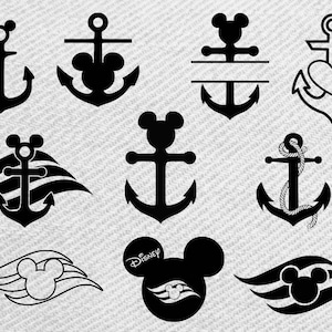 Bundle svg croisière, croisière clipart, svg ancre, svg ancre mickey mouse, fichiers png coupés pour Cricut et Silhouette