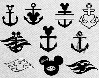 Disney Cruise svg bundle, disney cruise clipart, disney anchor svg, mickey mouse anchor svg, dxf,png,