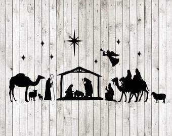 Nativity scene silent night oh holy night svg, jesus baby christmas svg, cut files for cricut silhouette, INSTANT DOWNLOAD