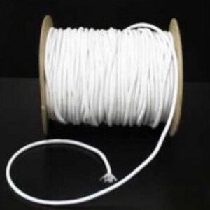 3mm white extra thick round corded elastic - sold by the metre