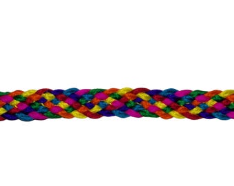 12mm Wide Multicoloured Flat Woven Cord