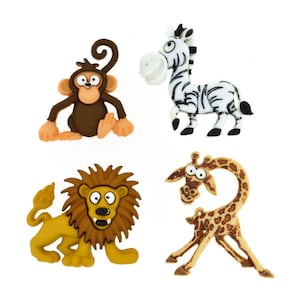 Silly safari plastic novelty buttons