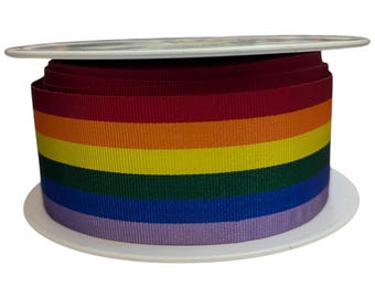 Ruban gros-grain arc-en-ciel : ruban artisanal Gay Pride - Vendu au mètre