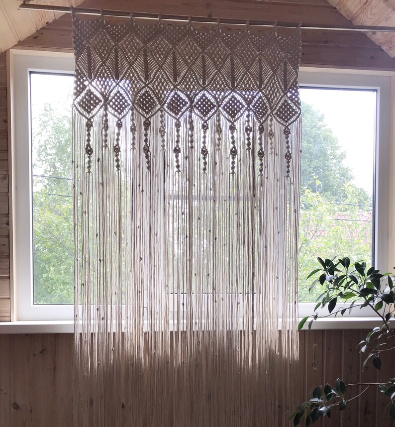 One or Two Panels Macrame Curtain/ Macrame Room Divider/ Etsy
