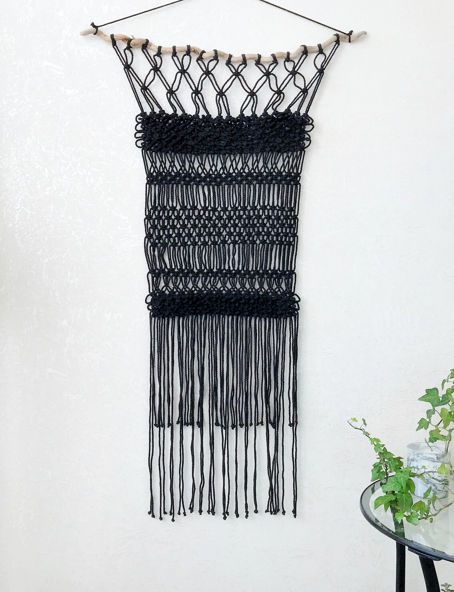 Black Macrame Wall Hanging/Macrame Wall Hanging/Macrame Wall Etsy
