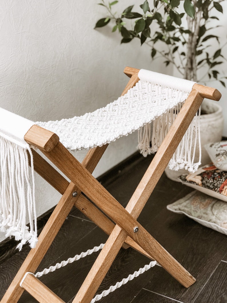 Macrame Folding Chair/ Macrame Stool/ Camping Stool/ Folding | Etsy