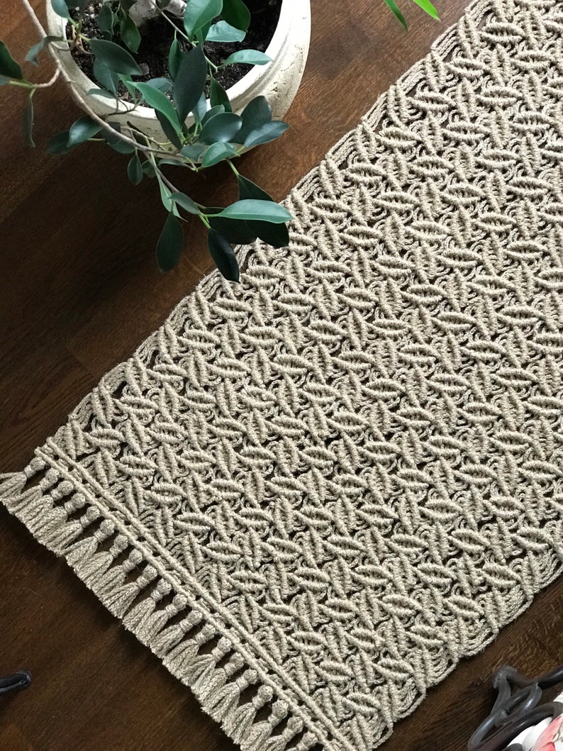 Macrame floor rug/ Jute rug/ Macrame Jute floor rug/ Macrame Etsy