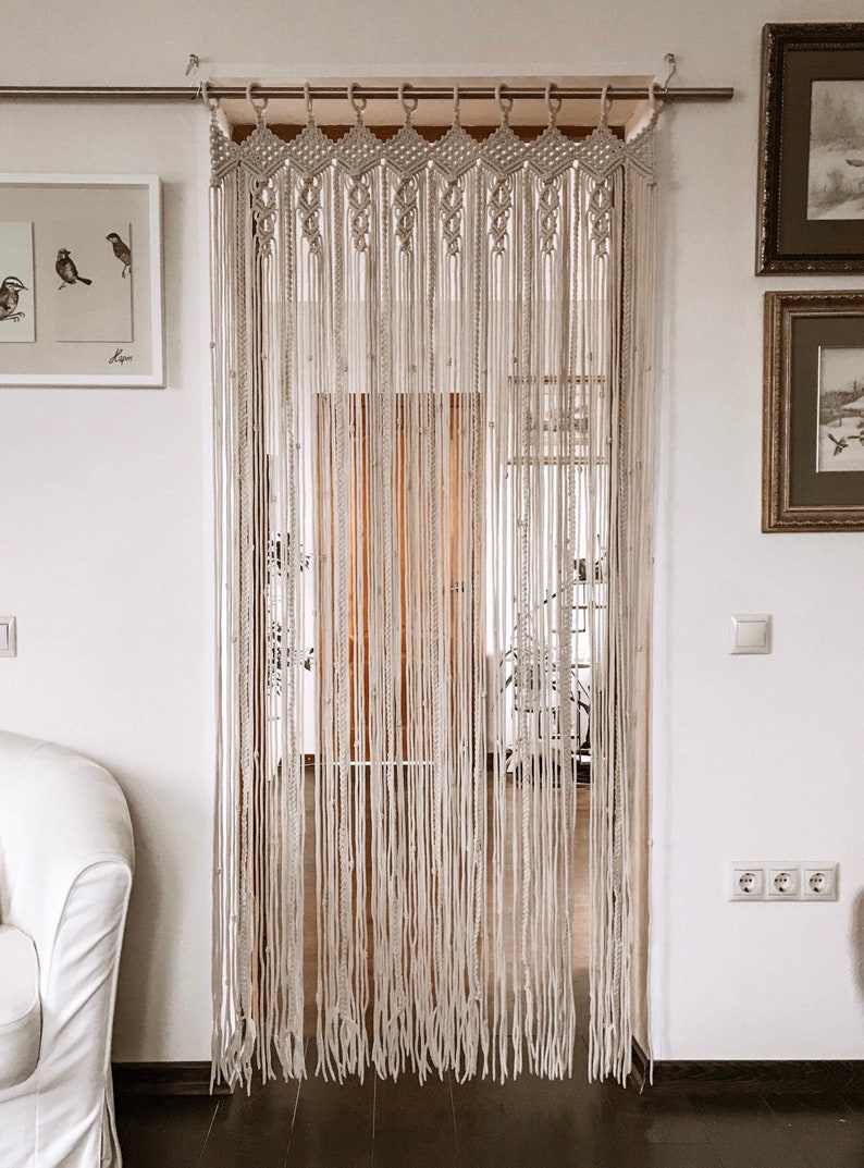 Macrame Curtain Macrame Panels Macrame Room Divider Macrame window curtain Outdoor curtain Macrame door curtain Polyester Curtain