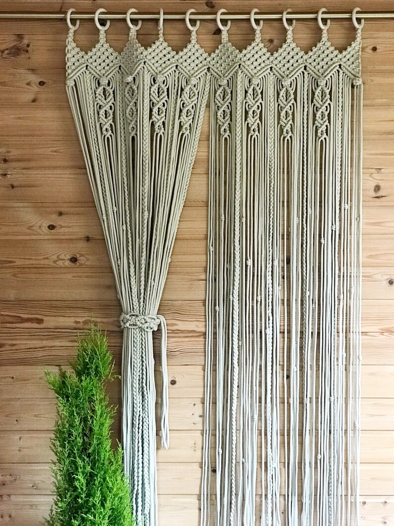 Macrame Curtain Macrame Panels Macrame Room Divider Macrame window curtain Outdoor curtain Macrame door curtain Polyester Curtain