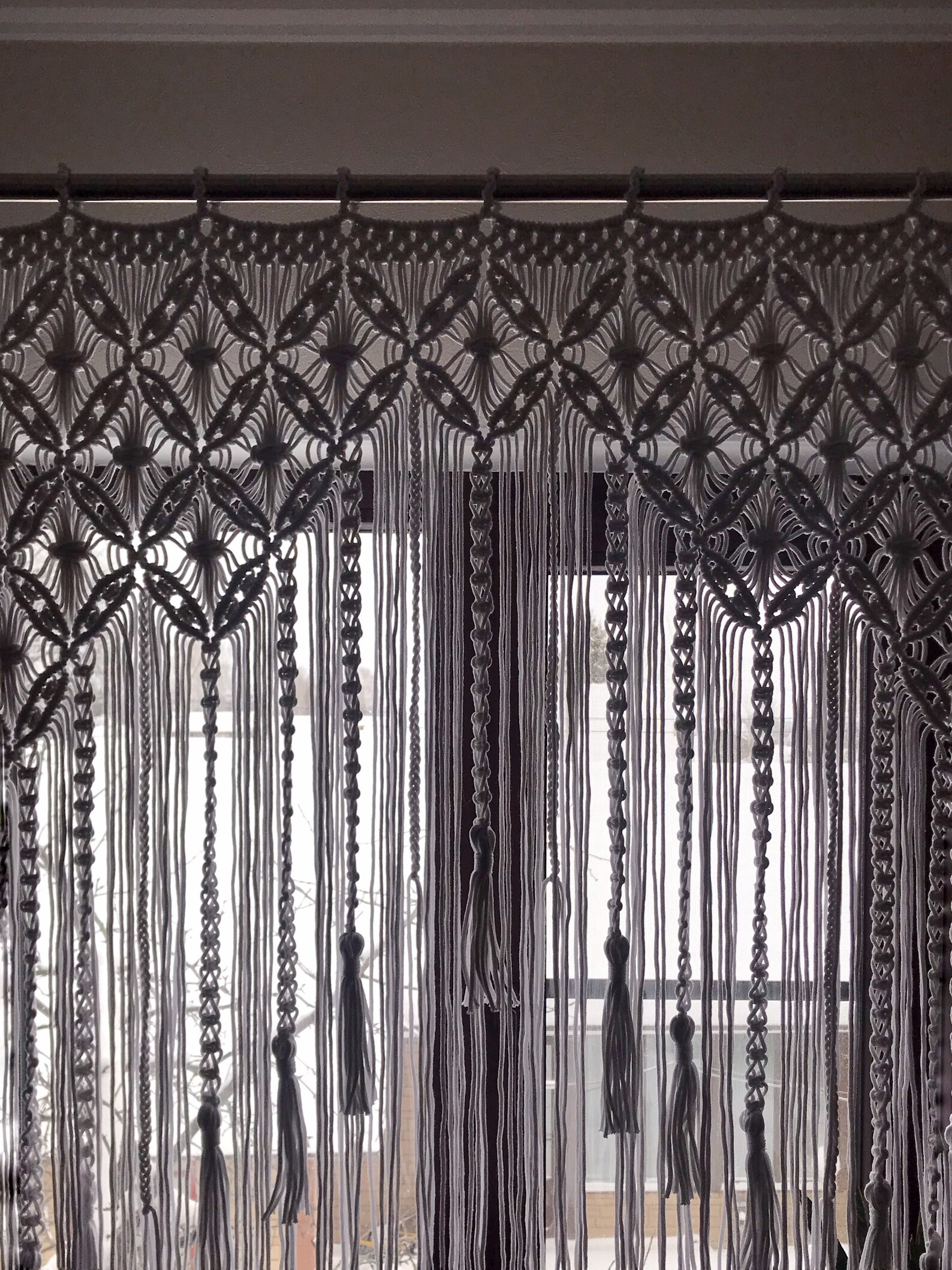 Macrame Window Curtain/ Macrame Window Treatment/ Kitchen Etsy