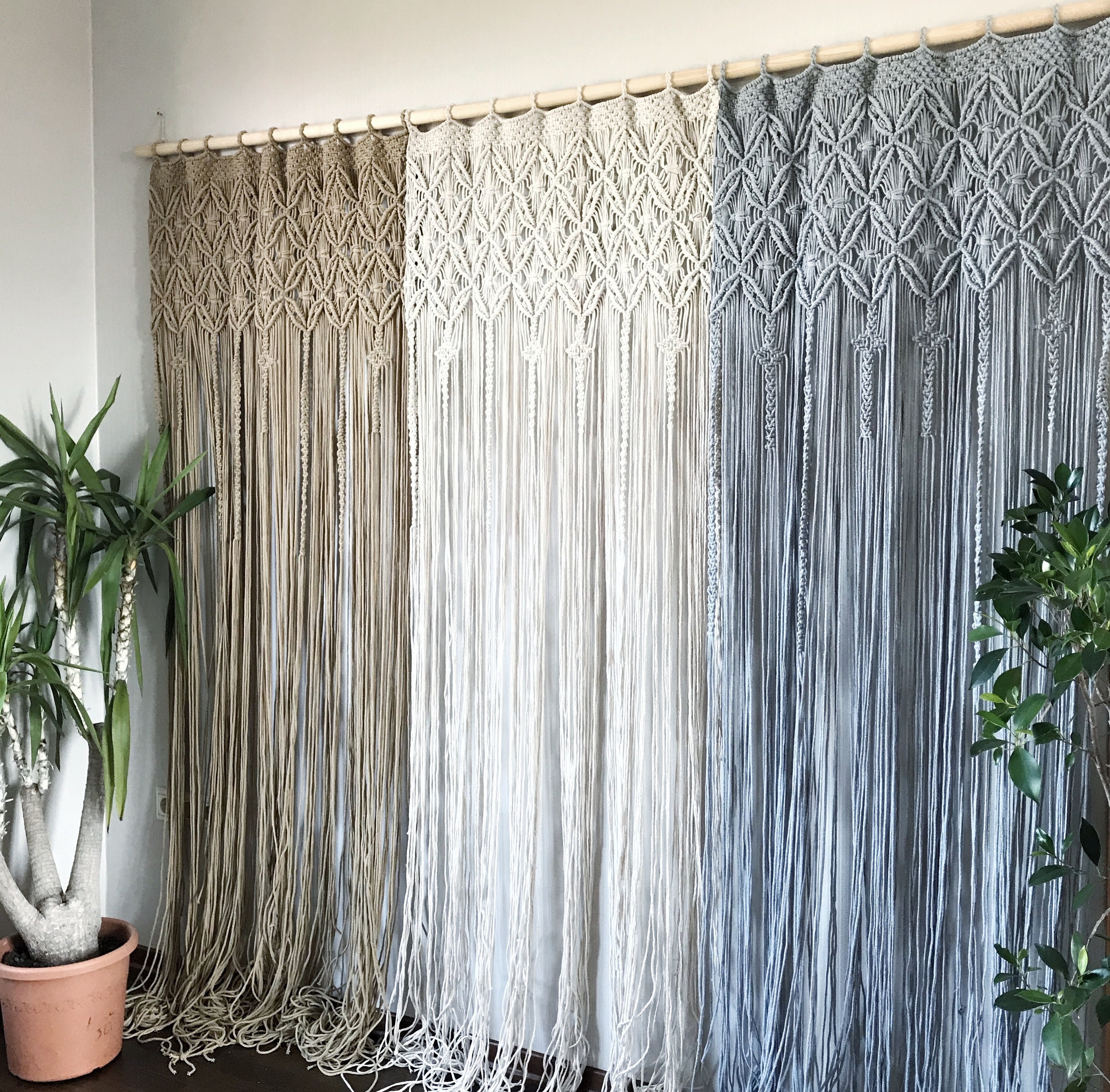 One or Two Panel Macrame Curtain/Macrame Room Divider/Macrame Etsy