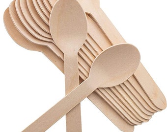 Wooden Ice Cream Dessert Spoons Portable Eco Friendly Kids Tasting Spoons for Ice Cream Chocolate Honey Jam Party Dinner Wooden Round Spoons