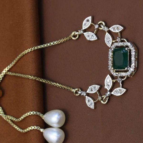 Bracelet Gemstone,White Zircon With Chain Bracelet For Girl, Mowen Bracelet Golden Palatted Jewelry Gemstone Emerald Cut Green Colors Jewelr