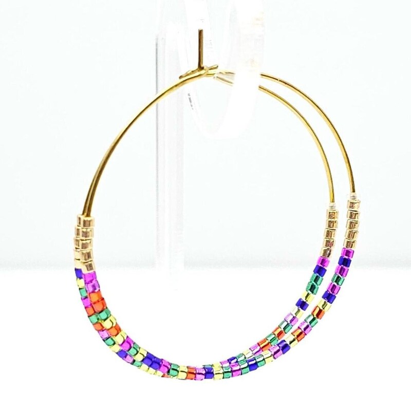Waterproof Beaded Hoop Earring