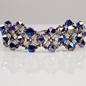 Purple Iris Beaded Bracelet &gt;&gt; Magic Purple and Aluminum Seed Bead Bracelet,  Bohemian Style Woven Beaded Jewelry, Gift Ideas For Her