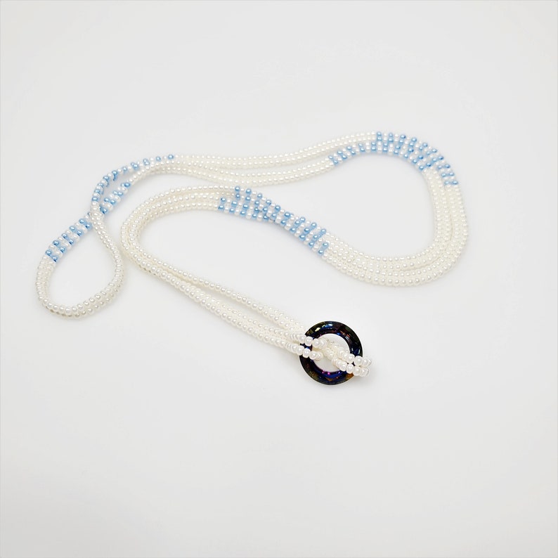 Long Beadwork Necklace Pearl Seed Bead Necklace Sister Etsy