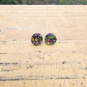 mardi gras stud earrings