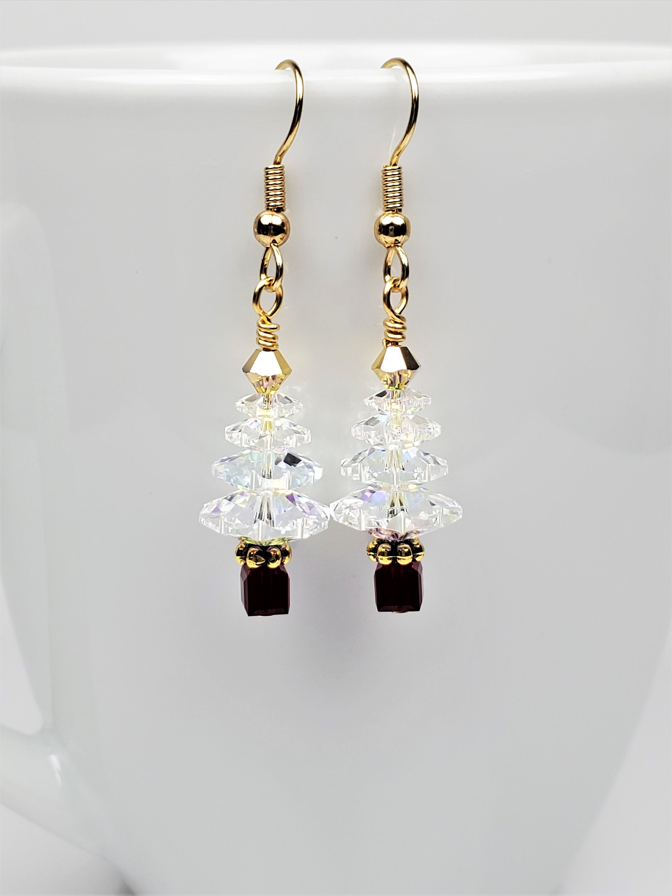 Swarovski Christmas Tree Earrings Crystal Aurora Borealis Etsy