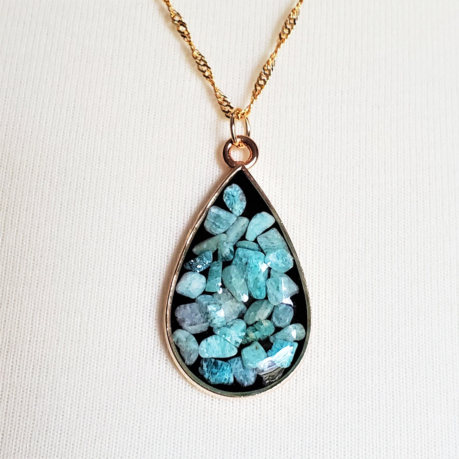 Amazonite Necklace Raw Amazonite Gemstone Pendant Necklaces Etsy