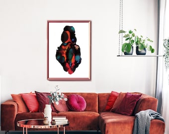 Lámina artística femenina abstracta: decoración de pared de una diosa sensual