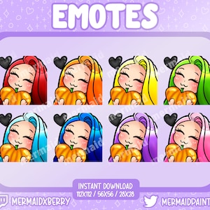 Pumpkin Love - Vanilla Toned, Vibrant Hair Colors, Premade Emotes, Presized, PNG, Twitch, Discord, Icon, Rainbow