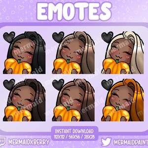 Pumpkin Love - Mocha Toned, Natural Hair Colors, Premade Emotes, Presized, PNG, Twitch, Discord, Icon