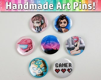 Handmade Art Pins! - Gaming, 7 Variations