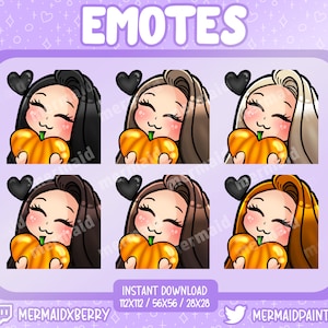 Pumpkin Love - Vanilla Toned, Natural Hair Colors, Premade Emotes, Presized, PNG, Twitch, Discord, Icon