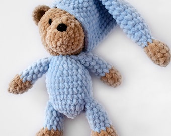 Crochet teddy bear in pajamas