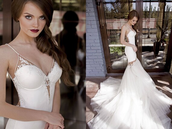 Effect Tight Fitting Wedding Dress Transformer Removable Lush Etsy