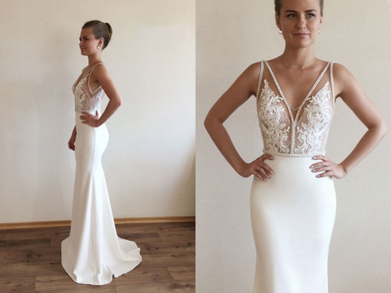 slinky lace wedding dress