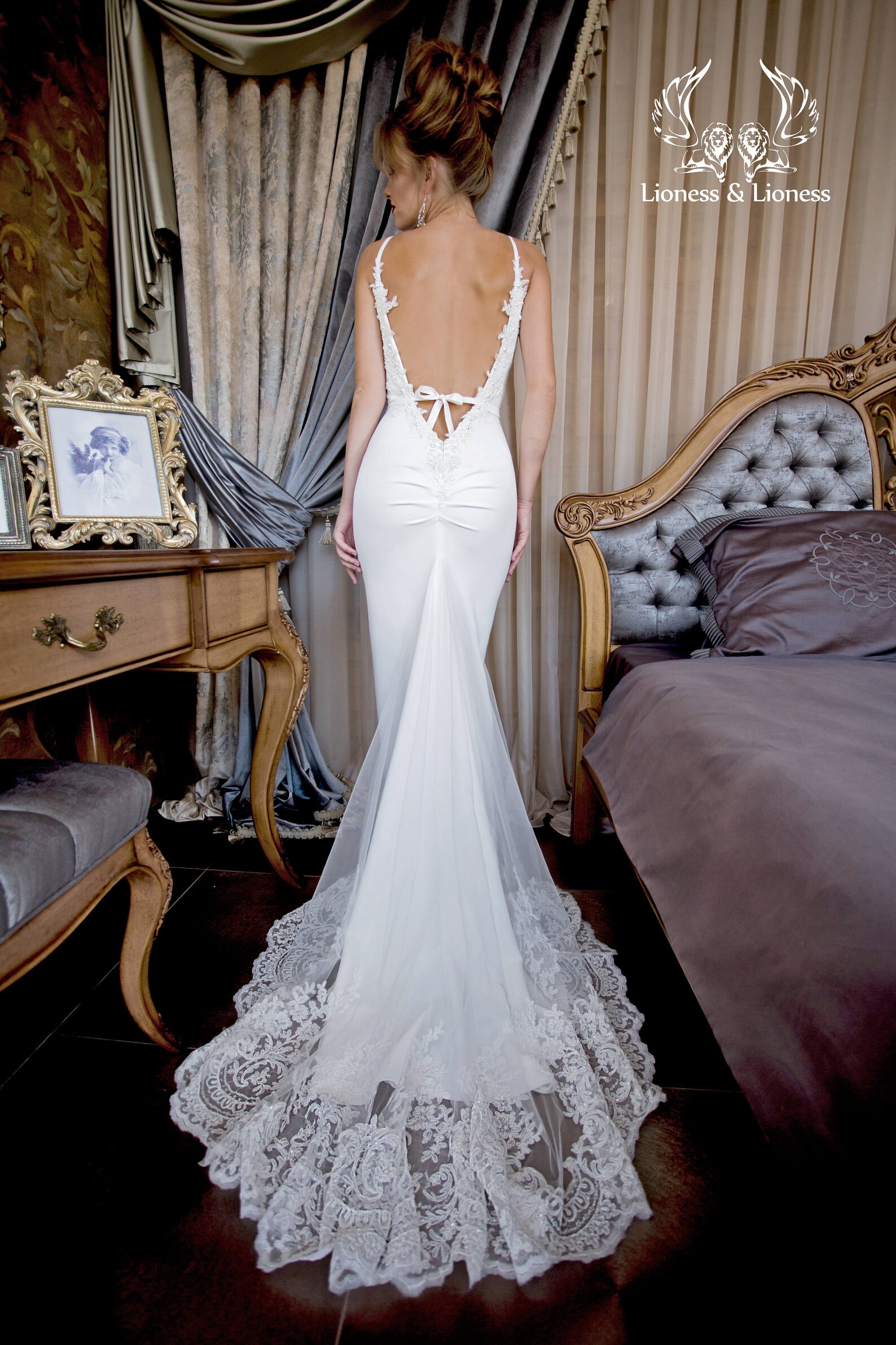 Charming tight wedding dress mermaid removable tulle sleeves Etsy