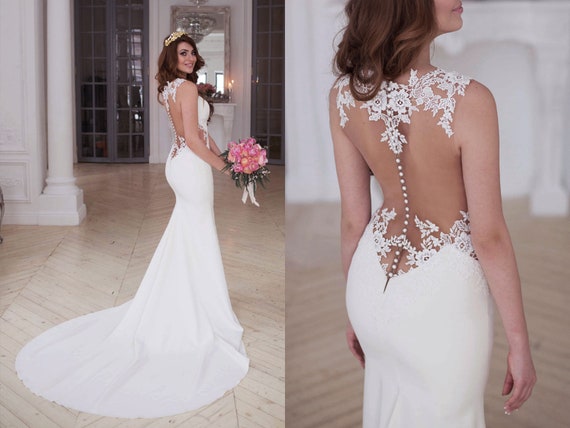 slinky lace wedding dress