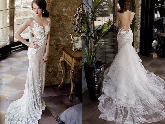 Graceful Skinny Lace Wedding Dress Lace Bridal Mermaid Lace Etsy